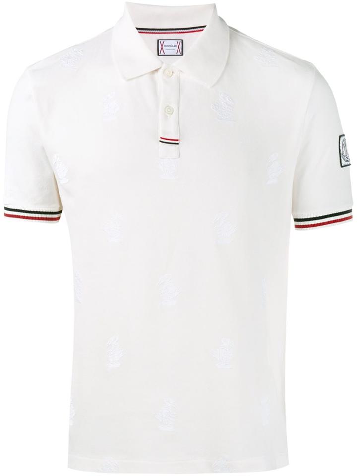 Moncler Gamme Bleu Polo Shirt With Goose Embroidery - White