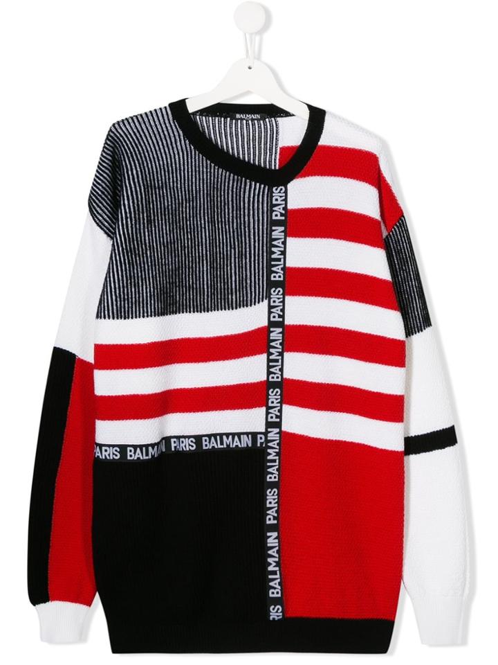 Balmain Kids Teen Panelled Logo Tape Juper - Red