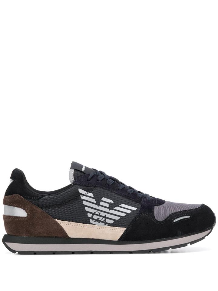 Emporio Armani Logo Panelled Sneakers - Black