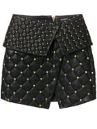 Balmain Quilted Asymmetric Skirt - Black
