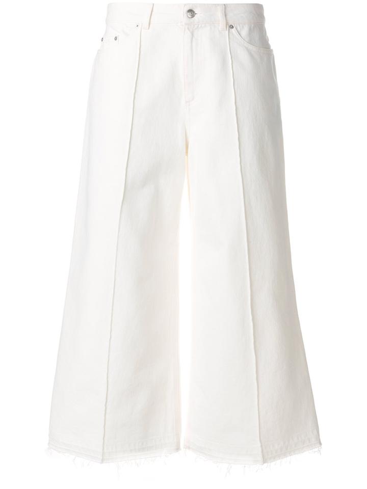 Alexander Mcqueen - Cropped Wide Leg Jeans - Women - Cotton - 40, White, Cotton