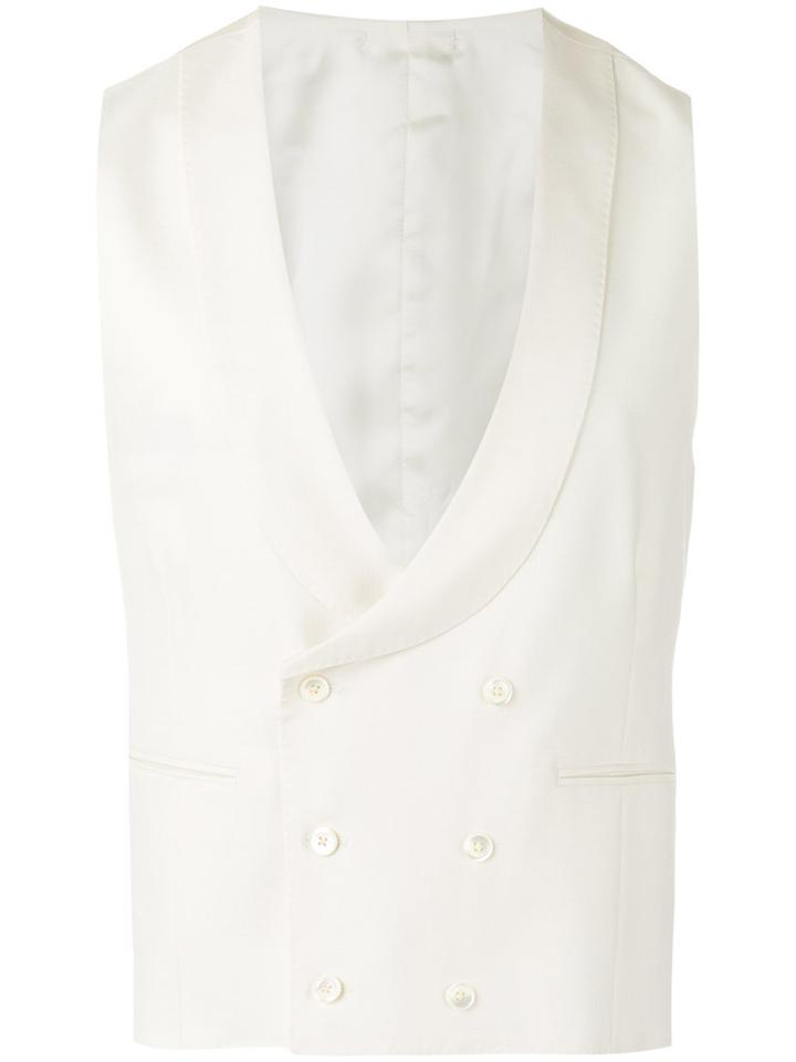 Lardini Dinner Waistcoat, Men's, Size: 52, White, Silk/cupro/viscose/wool
