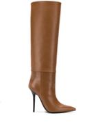 Versace Knee High Stiletto Boots - Brown