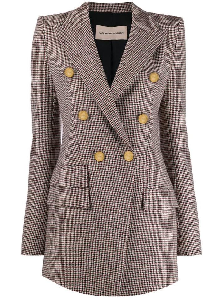 Alexandre Vauthier Houndstooth Double-breasted Blazer - Neutrals