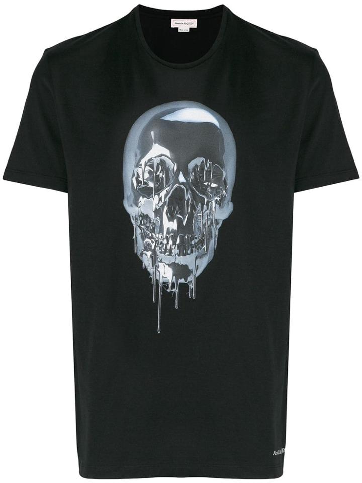 Alexander Mcqueen Metallic Skull T-shirt - Black