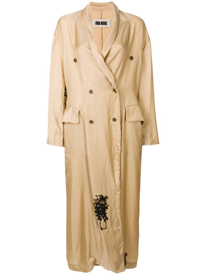 Uma Wang Flower Embroidered Lightweight Coat - Brown