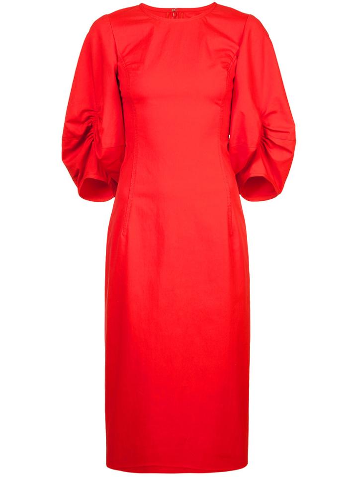 Oscar De La Renta Balloon Sleeve Dress - Red