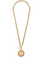 Chanel Vintage 1980's Logo Medallion Long Necklace - Gold