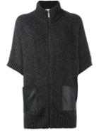 Michael Michael Kors Oversized Zipped Cardigan, Women's, Size: Small, Black, Nylon/wool/alpaca
