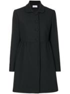 Red Valentino - Gathered Detail Midi Coat - Women - Cotton/polyester/spandex/elastane/wool - 44, Black, Cotton/polyester/spandex/elastane/wool