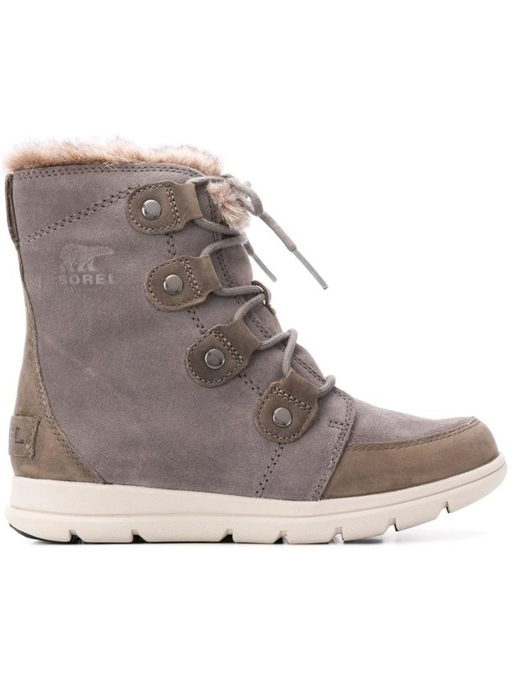 Sorel Lined Laced Ankle Boots - Grey