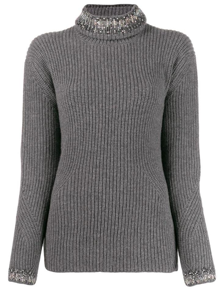 Ermanno Scervino Rhinestone-embellished Turtleneck Jumper - Grey