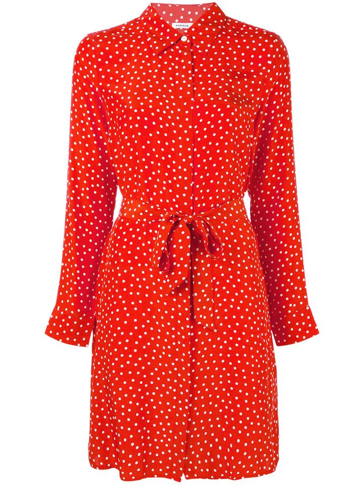 P.a.r.o.s.h. - Dotty Belted Shirt Dress - Women - Silk - L, Red, Silk