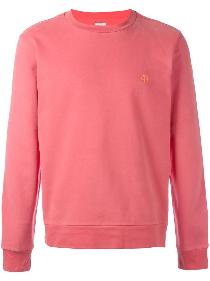 Paul Smith Contrast Peace Embroidered Sweatshirt, Men's, Size: Large, Pink/purple, Cotton