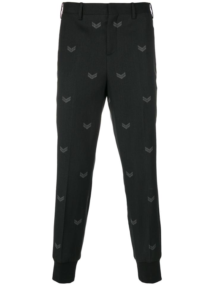 Neil Barrett Chevron Print Cuffed Trousers - Grey