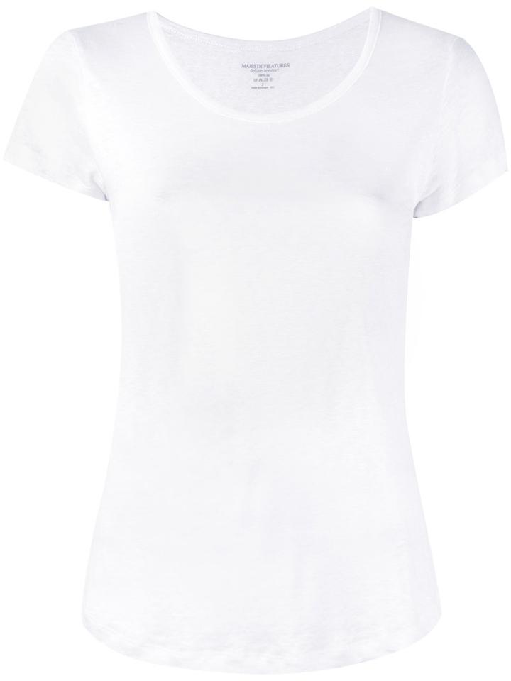 Round Neck T-shirt - Women - Linen/flax - 4, White, Linen/flax, Majestic Filatures