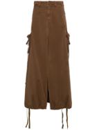 Palm Angels High Waisted Cargo Skirt - Brown