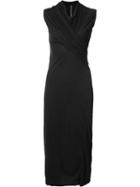 Rick Owens Lilies Ruched Chest Dress, Women's, Size: 42, Black, Cotton/polyamide/viscose