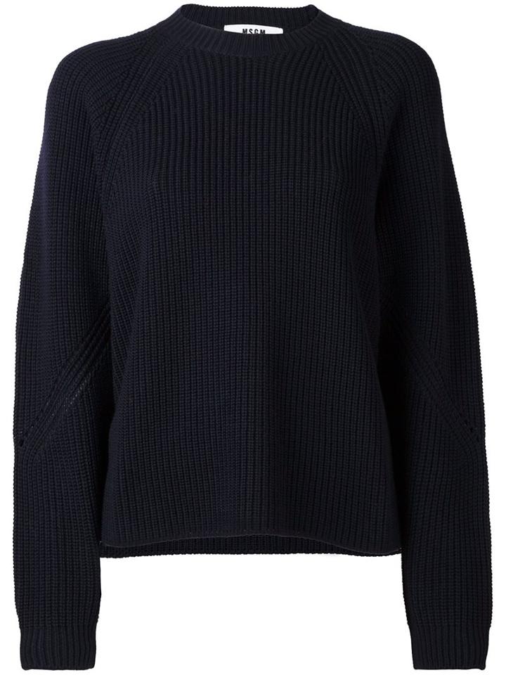 Msgm Ribbed Chunky Jumper, Women's, Size: Xs, Blue, Virgin Wool