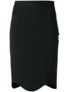 Givenchy Curved Hem Knee Length Skirt - Black