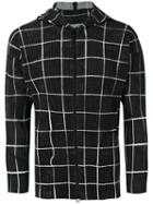Checked Ribbed Zipped Hoodie - Men - Polyester - M, Black, Polyester, Homme Plissé Issey Miyake