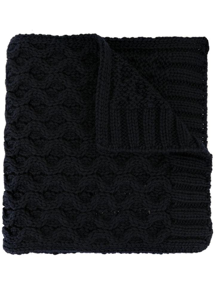 Sunspel Cable Knit Scarf - Blue