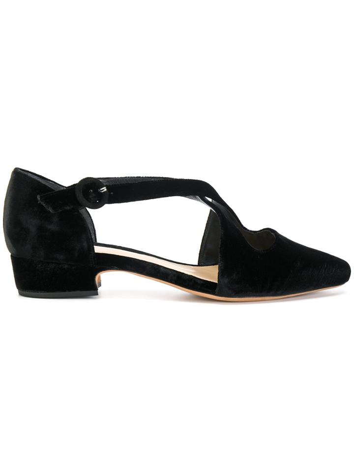 Alexandre Birman Crossed Strap Ballerinas - Black