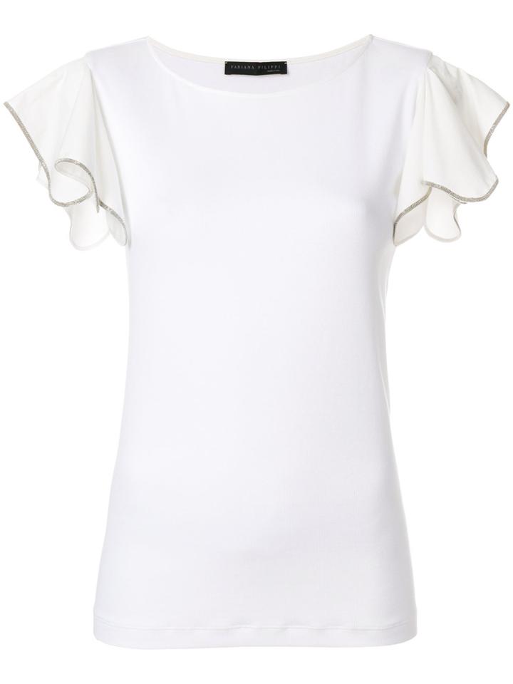 Fabiana Filippi Ruffle Sleeve Tee - White