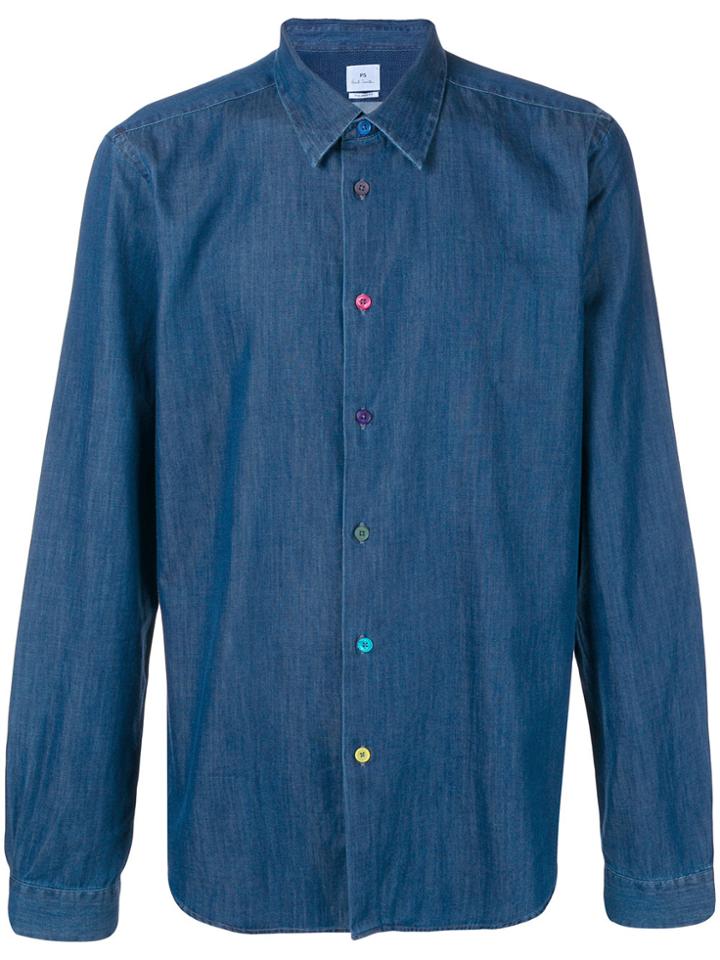 Ps By Paul Smith Denim Collared Shirt - Blue