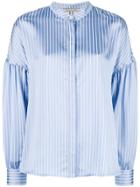 Maison Père Striped Puff Sleeve Blouse - Blue