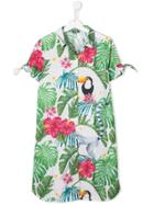 Mc2 Saint Barth Kids Tropical Print Shirt Dress - White