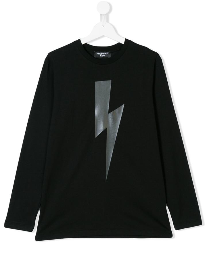 Neil Barrett Kids Lightning Bolt Sweatshirt T-shirt - Black