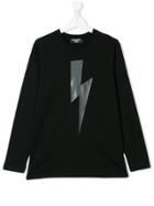 Neil Barrett Kids Lightning Bolt Sweatshirt T-shirt - Black