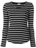 Closed Striped Fitted Top - Black