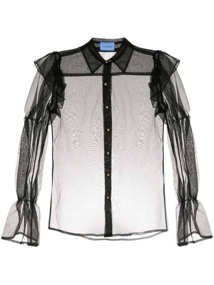 Macgraw Souffle Sheer Blouse - Black