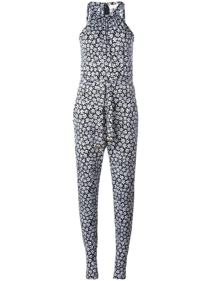 Michael Michael Kors Floral Print Jumpsuit, Women's, Size: Small, Blue, Polyester/spandex/elastane