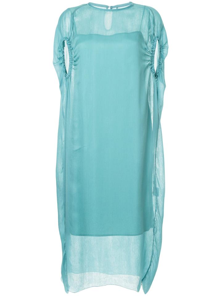 08sircus Gathered Sleeves Layered Dress - Green
