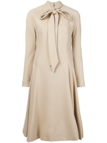 William Vintage Pussy Bow Flared Dress - Neutrals
