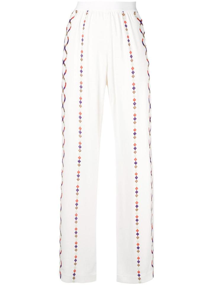 Giambattista Valli Wide Leg Embroidered Trousers - White