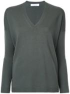 Cruciani V-neck Plunge Fine Knit Sweater - Green