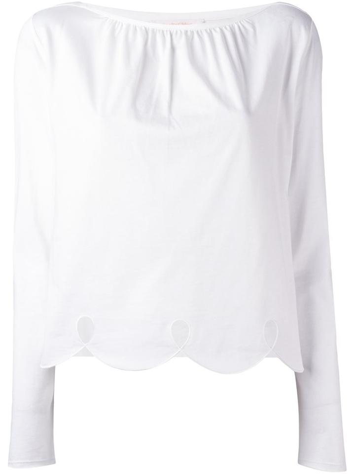 See By Chloé Scalloped Hem Blouse, Women's, Size: Medium, White, Cotton