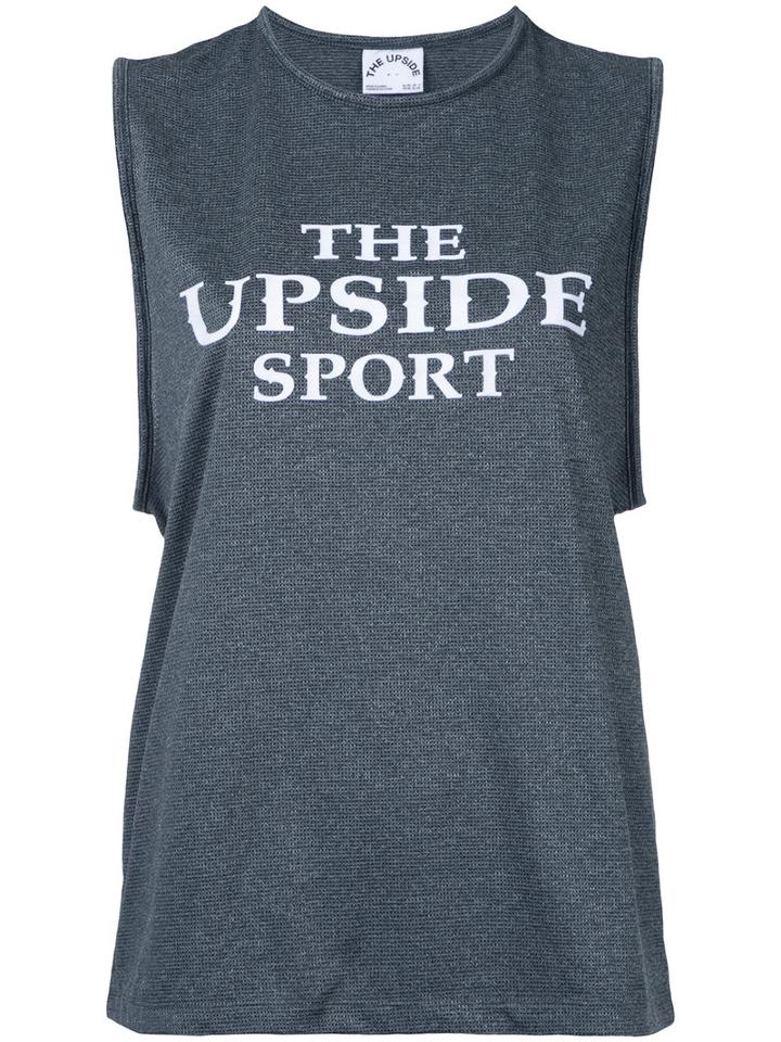The Upside - Logo Print Tank - Women - Polyester - M, Grey, Polyester