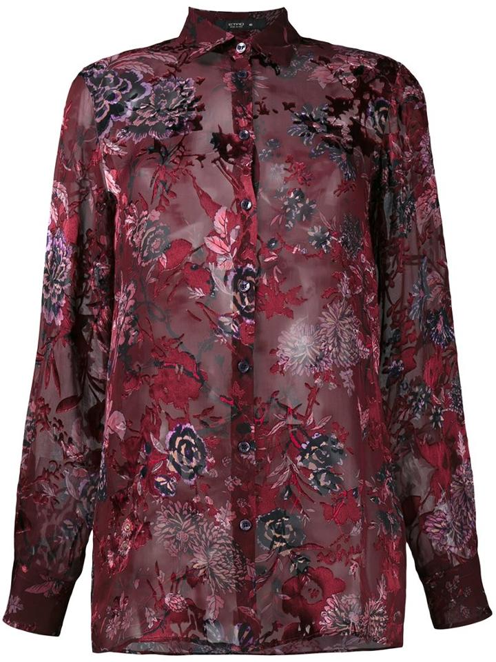 Etro Floral Embroidered Shirt, Women's, Size: 40, Red, Silk/viscose