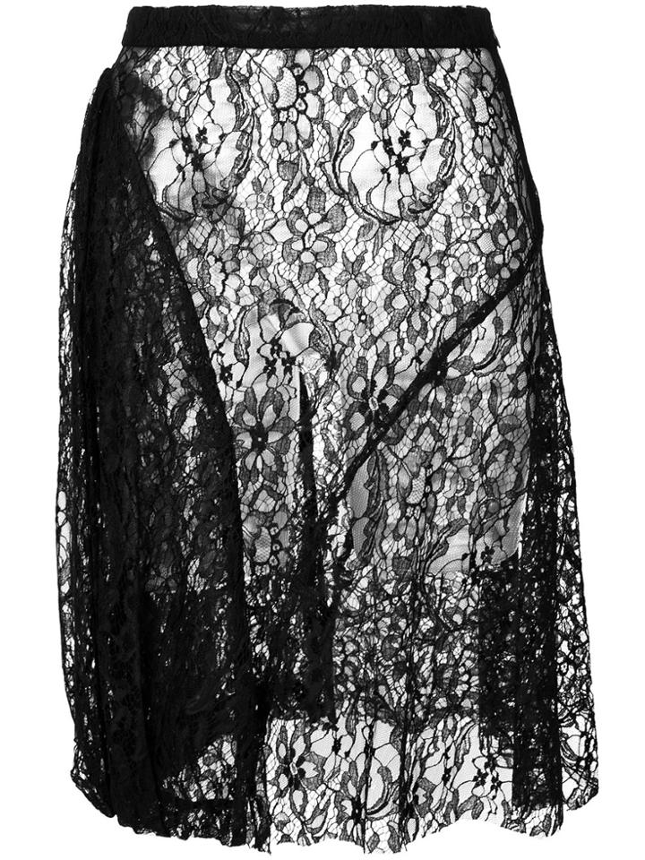 Givenchy Sheer Floral Lace Skirt - Black