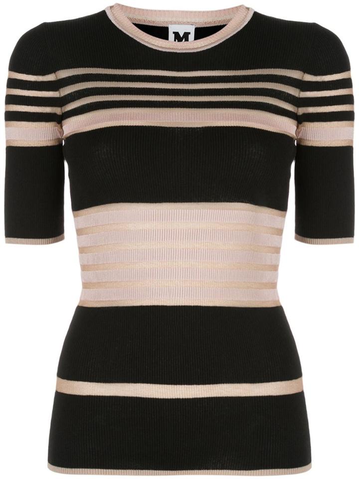 M Missoni Striped-knit T-shirts - Black