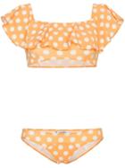 Lisa Marie Fernandez Mira Polka Dot Print Flounce Bikini - Yellow