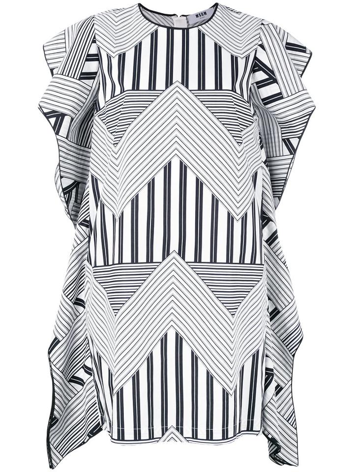Msgm Geometric Print Dress, Women's, Size: 40, White, Cotton