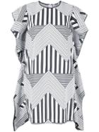 Msgm Geometric Print Dress, Women's, Size: 40, White, Cotton