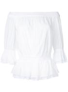 Guild Prime - Off The Shoulder Lace Frill Top - Women - Cotton/lyocell - 34, White, Cotton/lyocell
