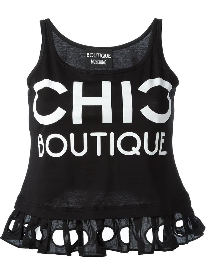 Boutique Moschino Ruffled Hem Logo Tank Top